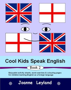 The cover of the second book in the series Cool Kids Speak English by Joanne Leyland has a big smiley face
